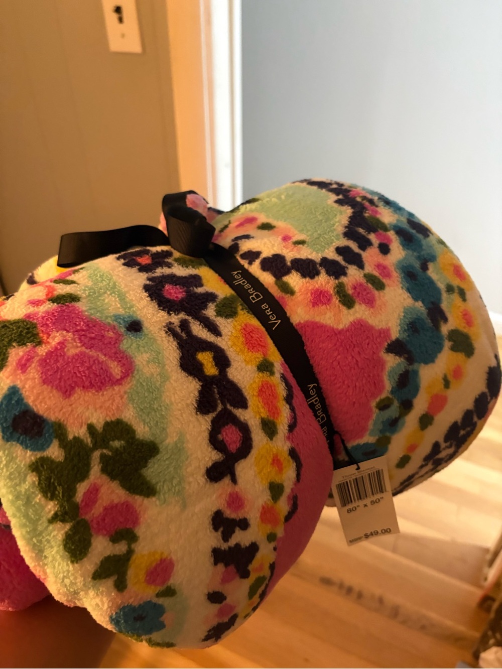 Vera Bradley Multicolor Floral Plush Throw Blanket - Pink, Blue, Green